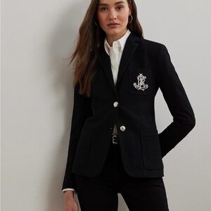 Lauren Ralph Lauren Black Blazer with Embroidered Crest